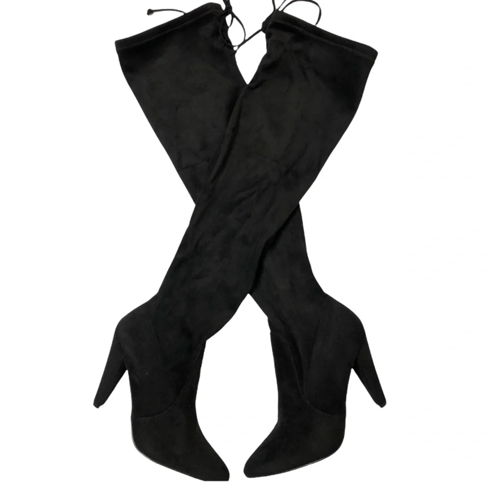FRENCH CONNECTION vegan suede over the knee boot in black Sz 8
